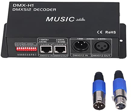 DMX Decorder, 4 Kanal DMX 512 Decoder, Einstellbarer RGB Decoder DMX Decorder Controller LED Decorder für Bar Hotel Sober Bar (4A pro Kanal)