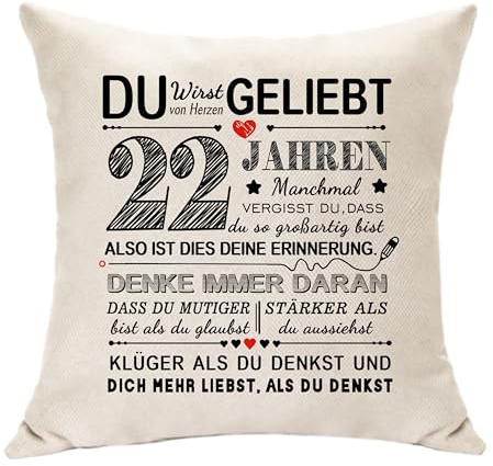 Original 22. Geburtstag Deko für Sie & Ihn - Geschenke für 22 Jahre Frauen & Männer - Inspirierende Geschenke zum 22. Geburtstag - Quadratisches Kissen & Taille Kissenbezug (22.)