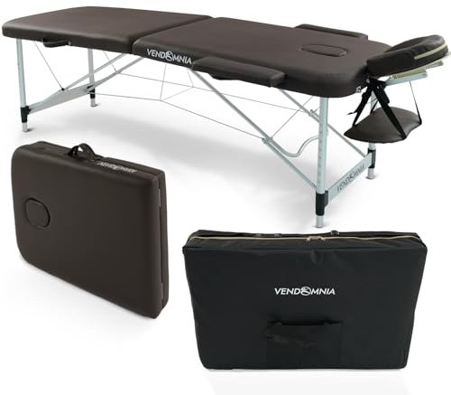 VENDOMNIA Mobile Massageliege - Aluminium mit 2 Zonen höhenverstellbar inkl. hochwertiger Kopfstütze Tasche Armlehnen - Farbwahl Klappbar, Massagetisch Massagebett Massagebank Behandlungsliege
