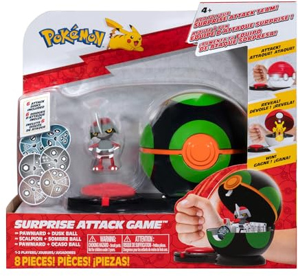 Pokémon PKW3172 - Surprise Attack Game Einzelpack - Gladiantri mit Finsterball, offizielle Figur mit Ball. Ab 4 Jahren