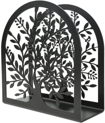 Serviettenhalter, Serviettenspender, Blattmuster, Dampfserviettenhalter, Edelstahl, Für Küche, Restaurant und Bar Dekoration, Schwarz, Metall
