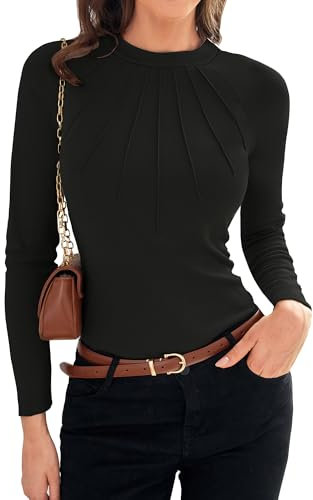 GRACE KARIN Summer Womens Tops Loose Fit Long Sleeve Leisure Daily Shirt Elegant Wedding Guest Blouse Black S