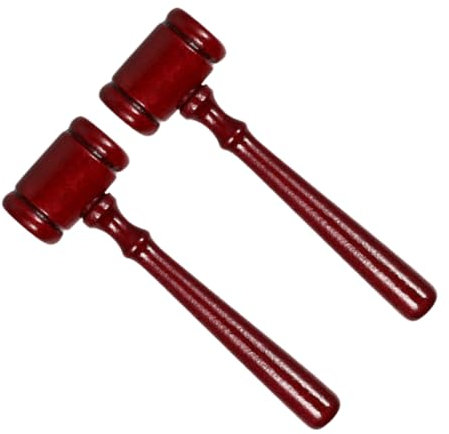 2pcs Mini Wooden Gavel Judge Hammer Lawyer Prop Vintage Mallet for Kids Educational, Lawyers, Judges, Auction Sale Meetings, Companies, Students, Children Role Play (Red,4.32inch)