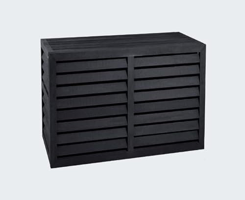 EVOLAR Evo-Cover Abdeckung/Verkleidung für Klimaanlage und Wärmepumpe für Außengerät Garten Balkon – Schutzgitter/Sichtschutz aus WPC mit Lamellen – Modell: SMALL, Farbe: CHARCOAL GREY