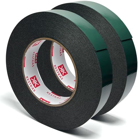 KESTKAS Ruban Double Face Extra Fort 25mm x10m (PACK 2) Fixation Instantanée sur de Multiples Surfaces | Double-Face Autocollant | Adhésif Double Face Puissant Interior | Double Face epais Extra Fort