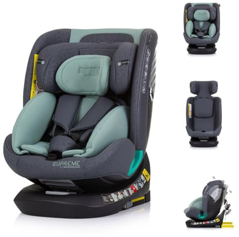 Chipolino i-Size Kindersitz Supreme (40-150 cm) verstellbar 360° drehbar Isofix, Farbe:grün