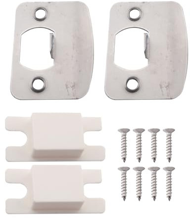 WELWIK 2PCS Standard Door Lock Impact Plate Stainless Steel Door Lock Recover Universal Safety Impact Spacer Latch for Repairing Door Lock