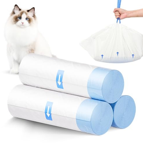 Amicura 45 Pièces de Sac Litiere Chat, pour Cura 2 Toilettes pour Chats Autnettoyantes, Biodégradables Durables Résistants Aux Déchirures et Étanches