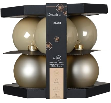 Kaemingk Weihnachtskugeln Glas 10cm 6 Stück - matt & glänzend - Große Christbaumkugeln Weihnachtsbaumkugeln für Weihnachten - Christbaumschmuck & Weihnachtsbaumschmuck - Perle