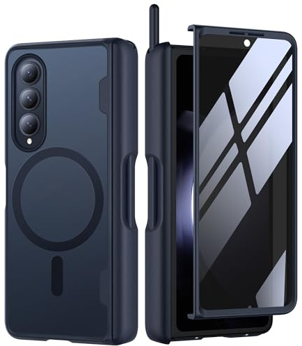 MOBOSI Funda para Samsung Galaxy Z Fold 4, compatible con Magsafe, protección de bisagra integrada y protector de pantalla, funda magnética delgada y resistente para Z Fold4 con soporte para bolígrafo