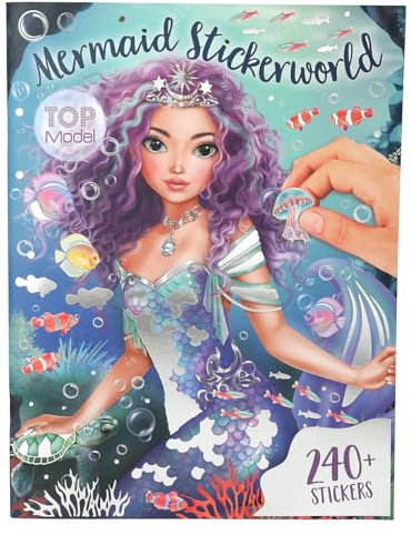 Depesche 13395 TOPModel Mermaid - Metallic Stickerbuch mit 26 detaillierten Unterwasser Hintergrundseiten und 4 Seiten Accessoire Aufklebern