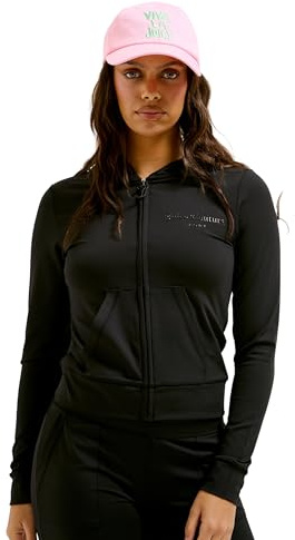 Juicy Couture Damen Ennis Hoodie Kapuzensweatjacke, Sweatjacke mit Kapuze und Reißverschluss Kapuzenpullover, Black, 36