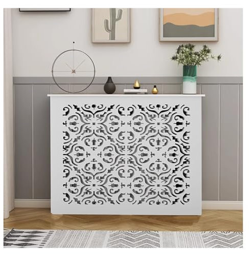 Radiator Cover Modern White Painted MDF Cabinet Tall Radiator Shelf Wooden High Gloss Suitable for Living Room, Bedroom, Bathroom Wooden White