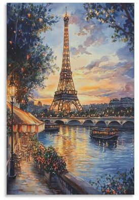 HLXZMCVBT Eiffelturm Wandbild Leinwand Gemälde Wanddekoration Poster Kunstdruck Für Schlafzimmer Wanddekoration Gerahmt 12x18inch(30x45cm)