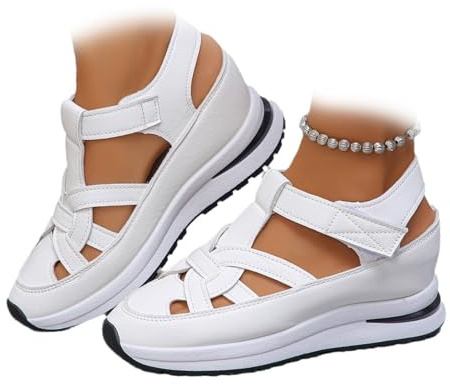 ZPLMIDE Sandali da donna con zeppa e plateau, traspiranti, con punta chiusa, sandali estivi da pescatore con zeppa