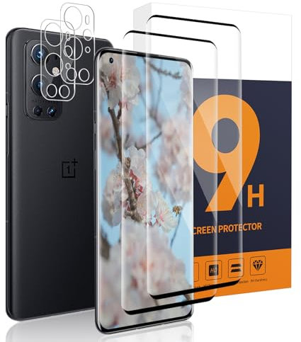 Carantee 2+2 Schutzfolie für Panzerglas für OnePlus 9 Pro 5G, Vollständige 3D-Abdeckung Schutzglas, 9H Härte Kratzfest, Ultra-klar Blasenfrei Kameraschutz+Displayschutz für OnePlus 9 Pro Displayfolie