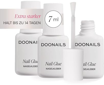 Doonails Nagelkleber Extra Stark 3er Set (7ml) – Schnelltrocknender Brush-On Nail Glue für Kunstnägel, Tips, Press On Nails & Acrylnägel – Nagel Kleber für eingerissene Nägel & 100% Haftung