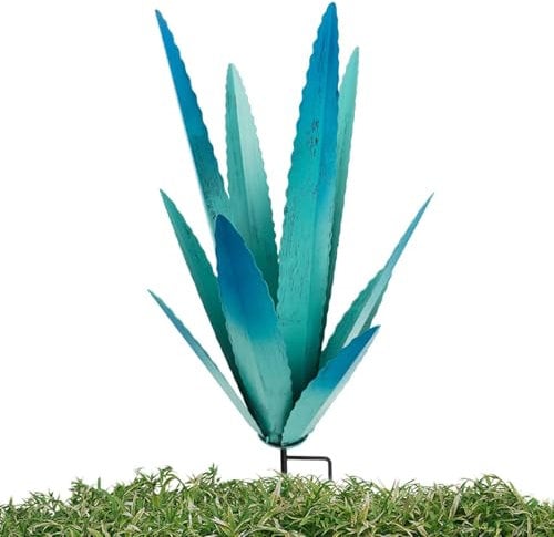 Cactus Green Fake Plant - Tall Artificial Plants Indoors | Metal Agave Plant Sculpture, Metal Flower Garden Statue, Home Yard Decorations Stakes, Plants Outdoor Decor For Outdoors And