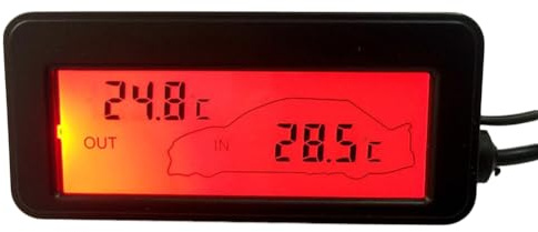 Kfz-Temperaturmessgerät – genaue Messwerte mit LCD-Hintergrundbeleuchtung | 12 V Thermometer mit Innen- und Außensonde | für LKW Limousinen SUVS, Doppelz-Monitor-Gerät