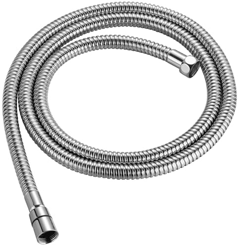 1.75m Large Bore Shower Hose, Kinkless High-Flow Leakproof Chromed Flexible Stainless Steel and Brass Made, Universal G1/2 - Replacement for Handheld Showerhead Hose Chrome