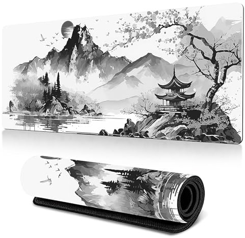 Invalidism Large Mouse Pad Extended XXL Mousepad with Non-Slip Rubber | Gaming Mouse Mat,Office Full Desk Mat,with Stitched Edges,Long Keyboard Mouse Pad,900 x 400 x 3MM,Extended Desk Mat,Japanese