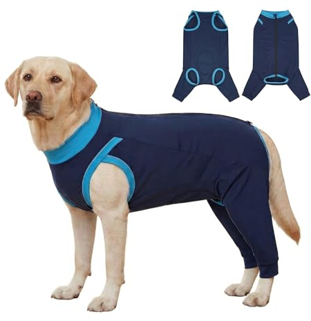 Hundebody Nach Op Hündin Rüde Mit Reißverschluss,Op Body Hund Kastration Hunde Body Operation Mit Beinen,Medical Pet Shirt Hund für Kastrationsbody,Leckschutz Hinterbein (XS)