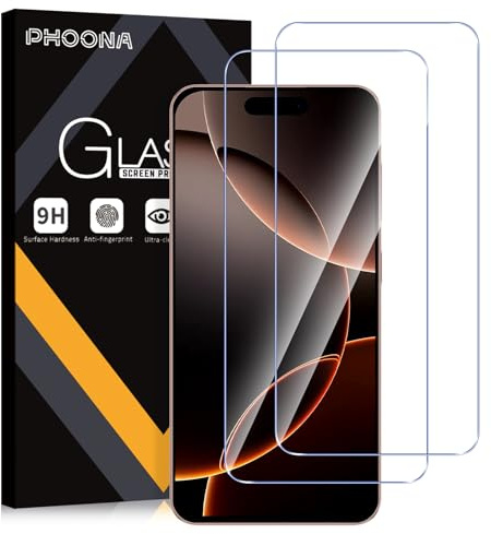 Phoona Lot de 2 Verre Trempé pour iPhone 16 Pro max, Film Protection Écran, 9H Dureté Anti-Rayures Sans Bulles Facile à Installer 0,33mm HD Ultra Transparent Protecteur Vitre