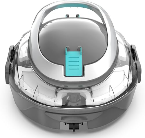 BRINBO 2026 S2 Robot Piscine, Aspirateur sans Fil, Filtration Double, Double Moteur, 90min Nettoyage, Stationnement Auto, Idéal pour Piscines à Fond Peu Profond(Gris blanchâtre)