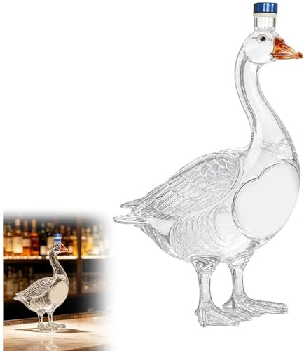 30th Anniversary Sculpted Vodka Bottle, 3D Embossed Goose Vodka Bottle 350ML, Premium Glass Decanter for Spirits, Brandy & Liquor Display, Collectors Gift (Transparent)