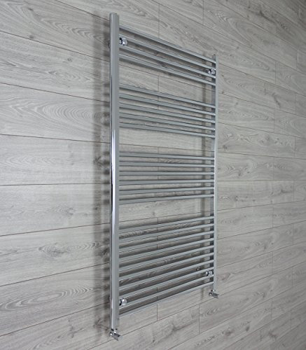 companyblue HEATED CHROME TOWEL RAIL RADIATOR WARMER 750mm Wide x 1400mm High Straight