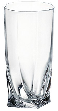 Botella de cristal, decanter, garrafa, para whisky y licor, de Bohemia, colección QUADRO, 24,5 cm. de altura.