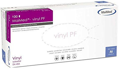 Einmal Vinyl Handschuhe, Einmalhandschuhe, puderfrei von MaiMed, vinyl PF, 100 St. Gr. XL