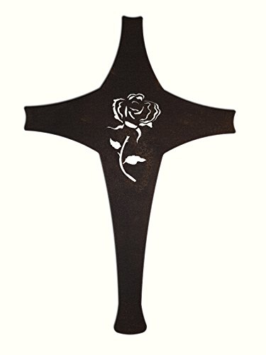 Kreuz mit Rose Größe M / 27cm - Wunderschöner Deko-Artikel zu verwenden als Grabschmuck - Allerheiligen Deko-Artikel von Manufakt-Design