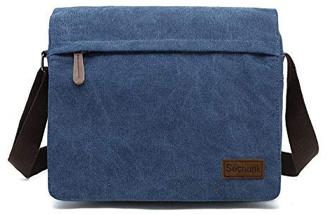 Sechunk Kleine Umhängetasche aus Segeltuch im Vintage-Stil (g_Blau, Groß)