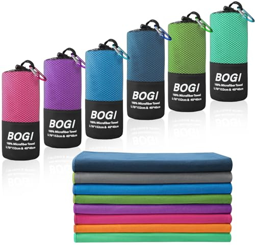 BOGI Microfiber Travel Sports Towel-Quick Dry Towel, Soft Lightweight Microfiber Camping Towel Absorbent Compact Travel Towel for Camping Gym Beach Bath Yoga Swimming Backpacking (M:40''x20''-Nblue)