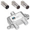 HB-DIGITAL SAT - BK - UKW - Verteiler 2-Fach Splitter (2-Wege) 5-2400 MHz | digital & analog - tauglich | voll geschirmt SAT DVB-S DVB-S2 Kabelfernsehen DVB-C inkl. Antennen und Kabel IEC Adapter