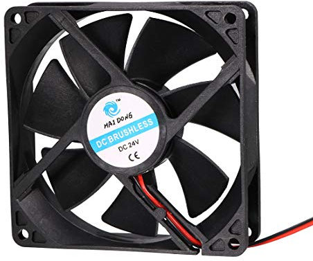 sourcing map DC 24V 7 paletas ventilador radiador refrigeración con Guardamanos metal 90mm x 90mm x 25mm