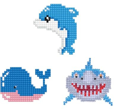 Diamond Dotz DTZ12-013 Diamond Dotzies Sticker Set Fische, 3 glitzernde Aufkleber zum Selbstgestalten und Verzieren, ideal für Kinder und Anfänger