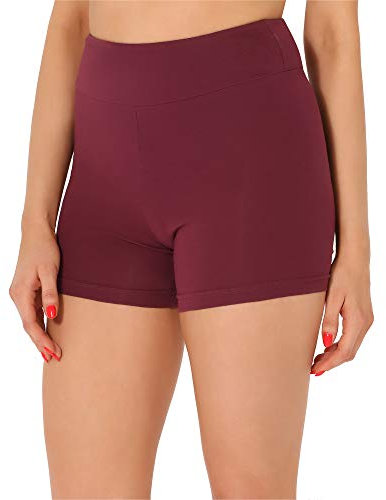 Merry Style Damen Shorts Radlerhose Unterhose Hotpants Kurze Hose Boxershorts aus Baumwolle MS10-359(Weinrot,XL)