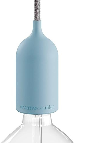 creative cables - EIVA Pastell, das erste wiederverdrahtbare Outdoor-Lampenfassungs-Kit aus Silikon, E27, IP65 - Zartes blau