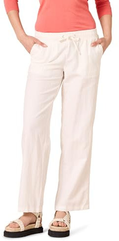 Amazon Essentials Pantalon Large en Lin Mélangé avec Cordon de Serrage et Coupe Décontractée (Disponible en Grande Taille) Femme, Blanc Vif, L
