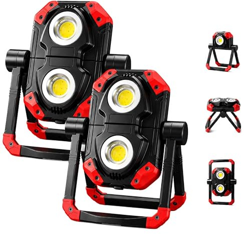 YZONI M6 2-Pack LED Work Light, 2500LM Rechargeable Magnetic COB Shop Light