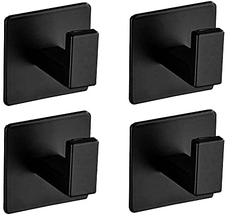 Melairy 4 Stück Selbstklebend Handtuchhaken Selbstklebend Haken, Bademantelhaken Ohne Bohren, Wandhaken Wasserdichter und Rostfreier, Kleiderhaken Bad und Küche Handtuchhalter