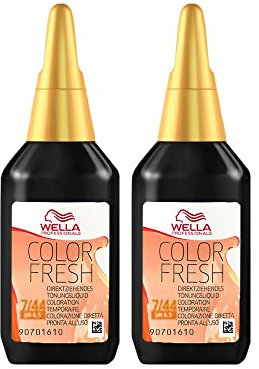 2 x Wella Color Fresh Hair Toner 75ml - 7/44 Medium Blonde/Intense Red