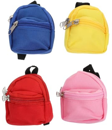 MILISTEN 4 x Mini-Puppen-Rucksack, niedliche Reißverschluss-Puppen-Rucksäcke, taschen, Zubehör für -Spielsets, mehrfarbig, 8X7cm, Modisch