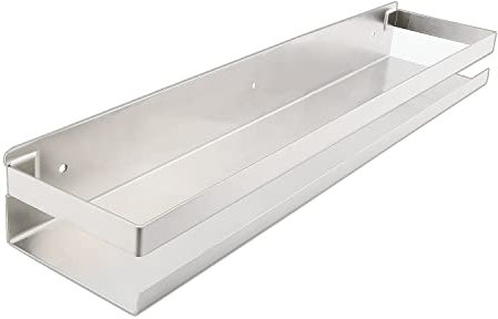 50cm XL Étagère à épices sans trou, étagère d'assaisonnement murale de cuisine, étagère de rangement pratique en acier inoxydable 304, étagère de rangement pour articles de toilette (50cm+ argent)