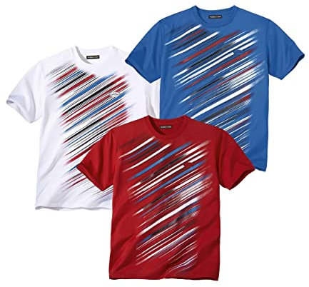ATLAS FOR MEN - 3 Pack Men's T-Shirts - Breathable Short Sleeve Tops with Summer Prints - Activewear - UK Sizes S to 4XL