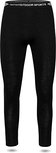 normani Merino Unterhose Thermohose für Damen Funktionshose 100% Merinowolle leichte Hose, atmungsaktiv, antibakteriell, feuchtigkeitsregulierend - Ideale Winterhose Farbe Schwarz Größe XL