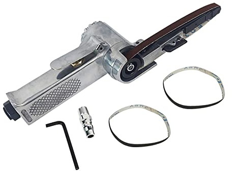 Levigatrice a nastro pneumatica, levigatrice a nastro ad aria compressa 16000 rpm per nastri abrasivi 330 x 10 mm, con 2 cinture per legno, plastica, alluminio e lucidatura
