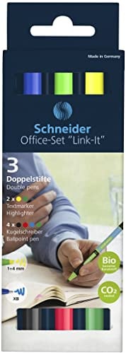 Schneider 142096 Link-It Office Set mit Kugelschreibern und Textmarkern (einfach zusammenstecken beliebig kombinieren) 6er, sortiert